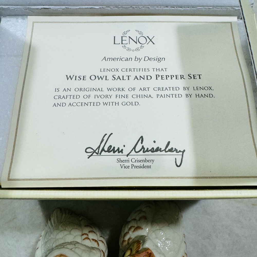 Lenox OWL Salt & Pepper Shakers "Wise Owl" NEW IN BOX - Picture 6 of 7